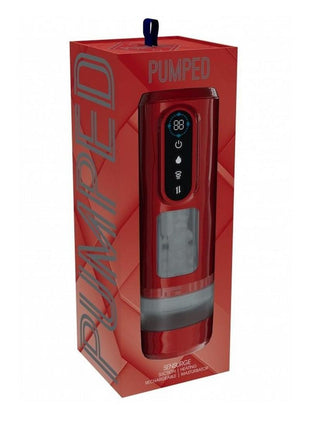 Pumped Sensurge Automatic Rechargeable Heating, Sucking, Thrusting, Vibrating Male Pump - Red