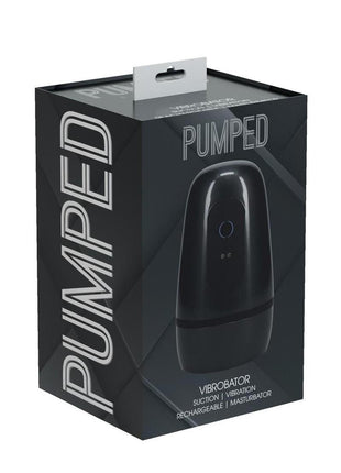 Pumped Vibrobator Pressure Suction 9 Function Vibrating Rechargeable Masturbator - Grey/Gun Metal