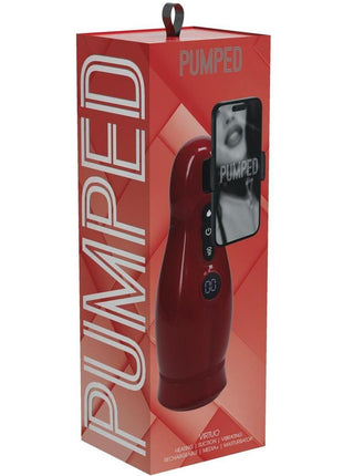 Pumped Virtuo 10 Function Suction Vibration Phone Attachment Rechargeable Masturbator - Metallic - Red