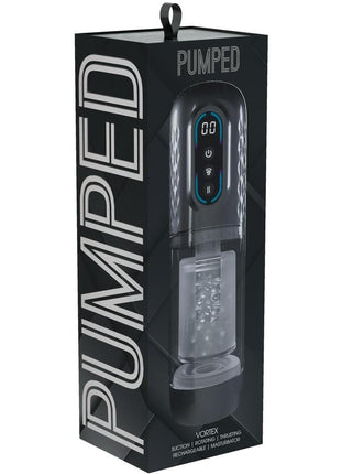 Pumped Vortex Multi Function Suction Rotating Thrusting Rechargeable Masturbator - Grey/Gun Metal