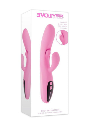Push The Button Rechargeable Silicone Rabbit Vibrator with Clitoral Stimulator - Pink