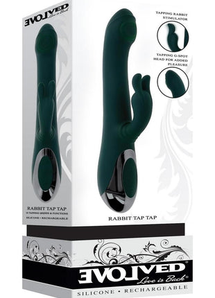 Rabbit Tap Tap Rechargeable Silicone Dual Vibrator - Green