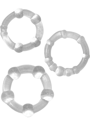Ram Beaded Cock Rings - Clear - 3 Pack