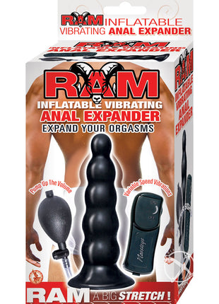 Ram Inflatable Vibrating Anal Expander Butt Plug - Black