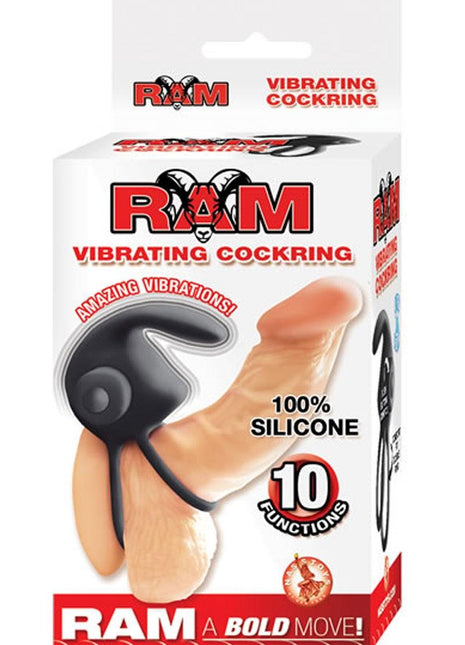 Ram Silicone Vibrating Cock Ring - Black