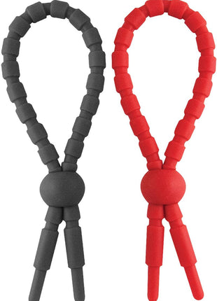 Ram Ultra Clinchers Silicone Cock Rings - Black/Red - 2 Each Per Pack