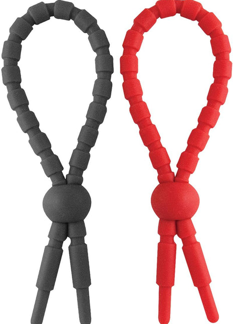 Ram Ultra Clinchers Silicone Cock Rings - Black/Red - 2 Each Per Pack