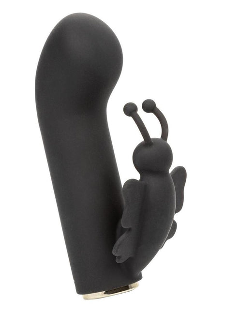 Raven Butterfly Silicone Rechargeable Dual Stimulation Vibrator - Black