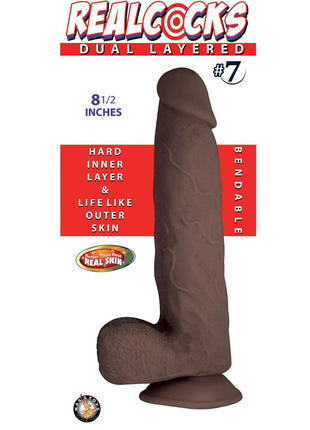 Realcocks Dual Layered #7 Bendable Dildo - Brown/Chocolate - 8.5in