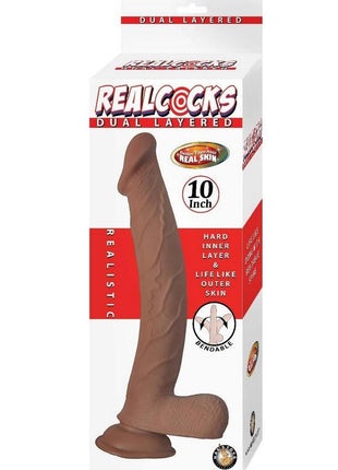 Realcocks Dual Layered Bendable Dildo - Chocolate - 10in