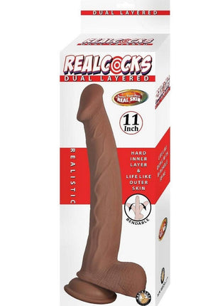 Realcocks Dual Layered Bendable Dildo - Chocolate - 11in