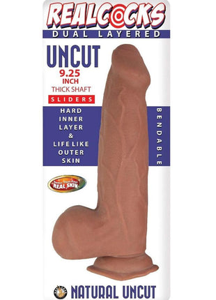 Realcocks Dual Layered Uncut Slider Thick Shaft Dildo - Caramel - 9.25in
