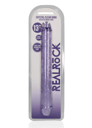 Realrock Crystal Clear Double Dong - Clear/Purple - 13in