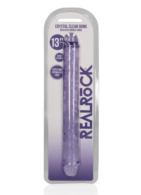 Realrock Crystal Clear Double Dong - Clear/Purple - 13in