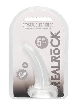 Realrock Crystal Clear Non Realistic Dildo with Suction Cup - Clear - 4.7in