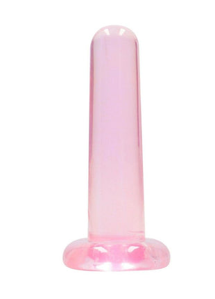 Realrock Crystal Clear Non Realistic Dildo with Suction Cup - Clear/Pink - 5.3in