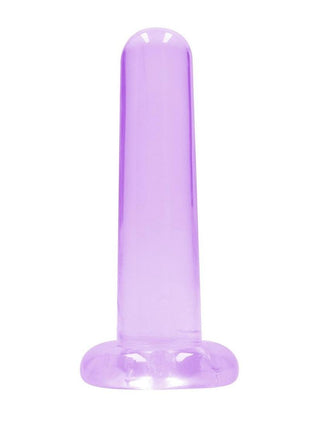 Realrock Crystal Clear Non Realistic Dildo with Suction Cup - Clear/Purple - 5.3in