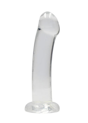 Realrock Crystal Clear Non Realistic Dildo with Suction Cup - Clear - 6.7in