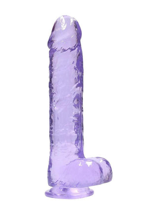 Realrock Crystal Clear Realistic Dildo with Balls - Clear/Purple - 10in