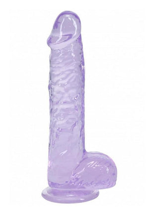 Realrock Crystal Clear Realistic Dildo with Balls - Purple - 5in