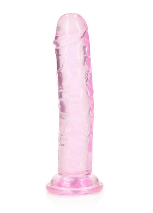 Realrock Crystal Clear Straight No Balls Dildo - Clear/Pink - 6in
