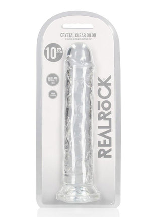 Realrock Crystal Clear Straight No Balls Dildo - Clear - 10in