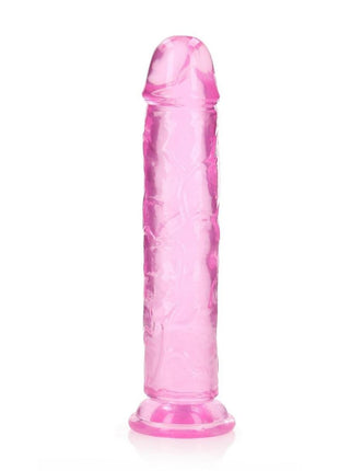 Realrock Crystal Clear Straight No Balls Dildo - Clear/Pink - 10in