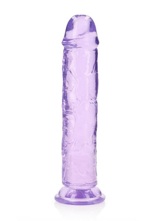 Realrock Crystal Clear Straight No Balls Dildo - Clear/Purple - 10in