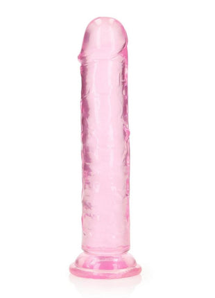 Realrock Crystal Clear Straight No Balls Dildo - Clear/Pink - 7in