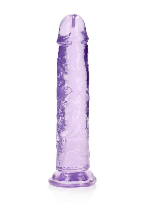 Realrock Crystal Clear Straight No Balls Dildo - Clear/Purple - 9in