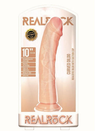 Realrock Curved Realistic Dildo with Suction Cup - Vanilla - 10in