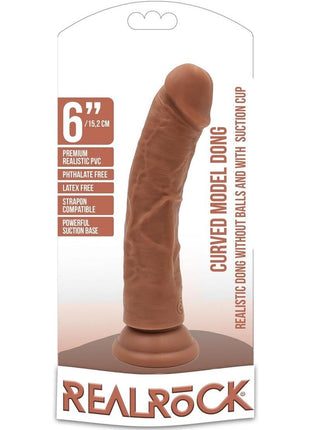 Realrock Curved Realistic Dildo with Suction Cup - Caramel - 6in