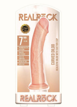 Realrock Curved Realistic Dildo with Suction Cup - Vanilla - 7in