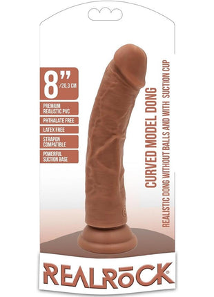 Realrock Curved Realistic Dildo with Suction Cup - Caramel - 8in