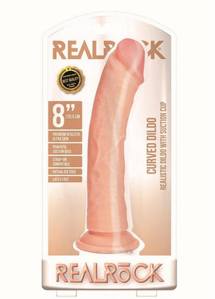 Realrock Curved Realistic Dildo with Suction Cup - Vanilla - 8in