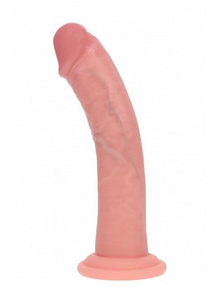 Realrock Dual Layered Silicone Curved Realistic Dildo with Suction Cup - Vanilla - 7in