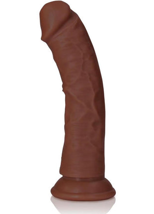 Realrock Realistic Skin Curved Dildo - Chocolate - 6in