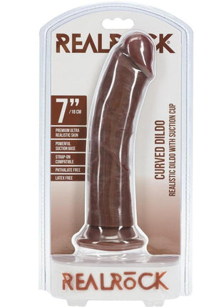 Realrock Realistic Skin Curved Dildo - Chocolate - 7in