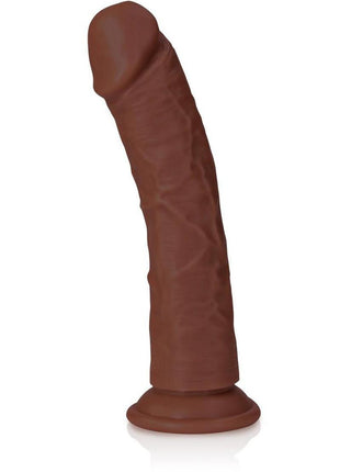Realrock Realistic Skin Curved Dildo - Chocolate - 8in