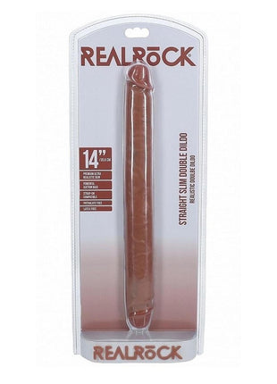 Realrock Realistic Skin Slim Double Ended Dong - Caramel - 14in