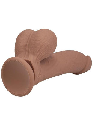 Realrock Rechargeable Silicone Dual Layered Vibrating Curved Dildo with Weighted Balls