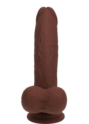 Realrock Rechargeable Silicone Dual Layered Vibrating Curved Dildo with Weighted Balls