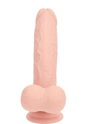 Realrock Rechargeable Silicone Dual Layered Vibrating Curved Dildo with Weighted Balls