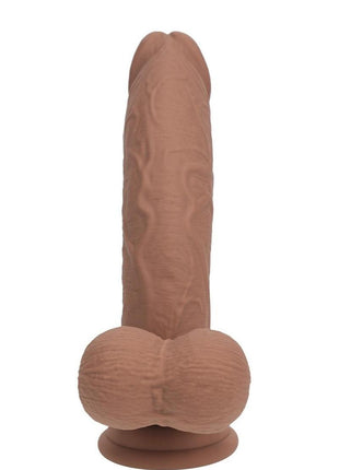Realrock Rechargeable Silicone Dual Layered Vibrating Curved Dildo with Weighted Balls