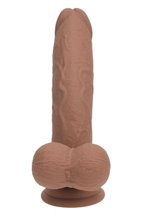 Realrock Rechargeable Silicone Dual Layered Vibrating Curved Dildo with Weighted Balls