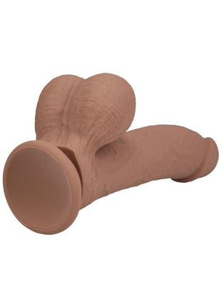 Realrock Rechargeable Silicone Dual Layered Vibrating Curved Dildo with Weighted Balls