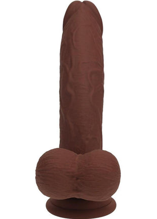 Realrock Rechargeable Silicone Dual Layered Vibrating Curved Dildo with Weighted Balls