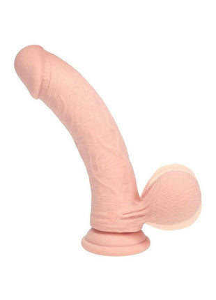 Realrock Rechargeable Silicone Dual Layered Vibrating Curved Dildo with Weighted Balls - Vanilla - 8in