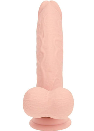 Realrock Rechargeable Silicone Dual Layered Vibrating Curved Dildo with Weighted Balls