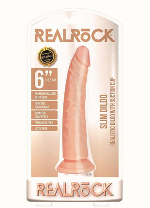 Realrock Slim Realistic Dildo with Suction Cup - Vanilla - 6in